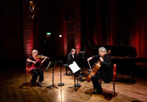 Three musicians playing. From the concert.